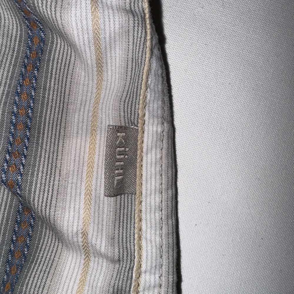 KUHL Men XL Gray Striped Short Sleeve Button Up Shirt Cotton Blend Outdoor - Picture 4 of 7